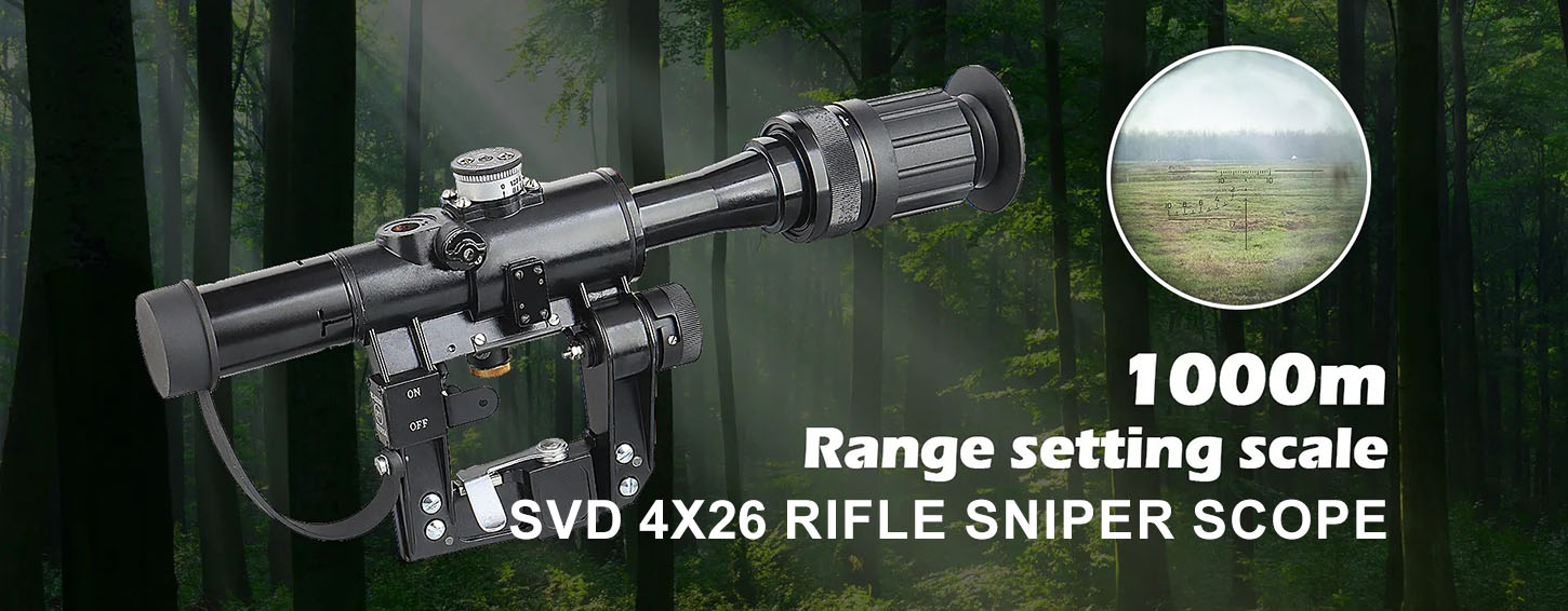 SVD 4X26 Side Mount Red Illuminated Tactical Hunting Riflescope Glass Reticle Optics Sights AK Rifle Sniper Scope